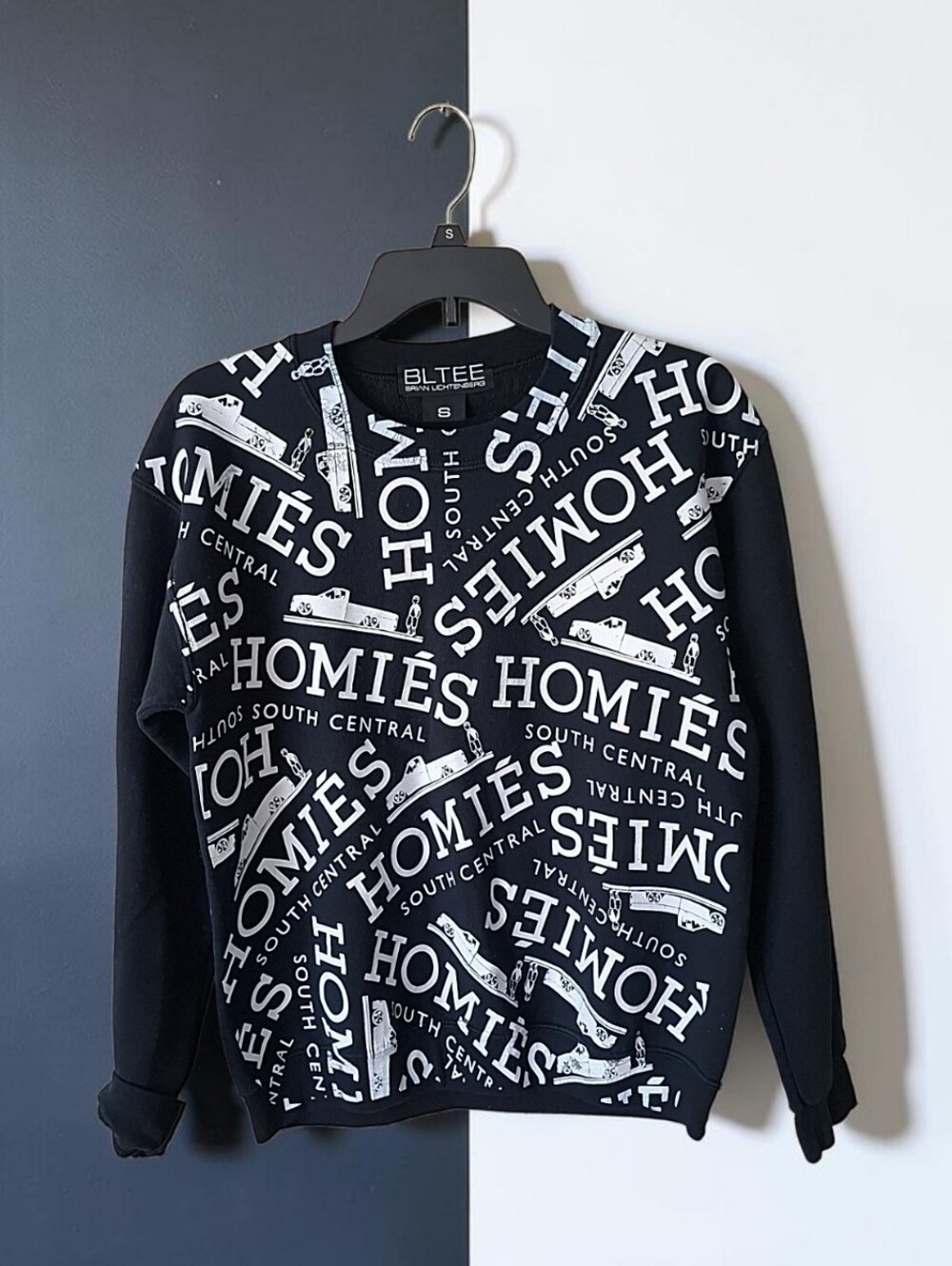 BLTEE Black HOMIÉS All-Over Graphic Crewneck Sweater